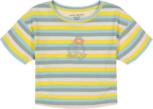 Lucky Brand Girls' Short Sleeve Graphic T-Shirt, Tagless Cotton Tee with Fun Designs, Yolk Yellow, 16 in Saudi Arabia