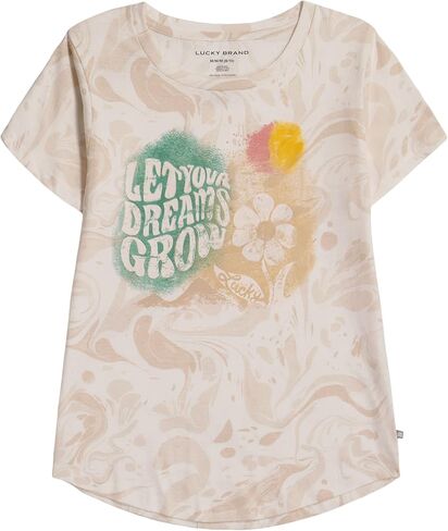 Lucky Brand Girls' Short Sleeve Graphic T-Shirt, Tagless Cotton Tee with Fun Designs, Yolk Yellow, 16 in Saudi Arabia