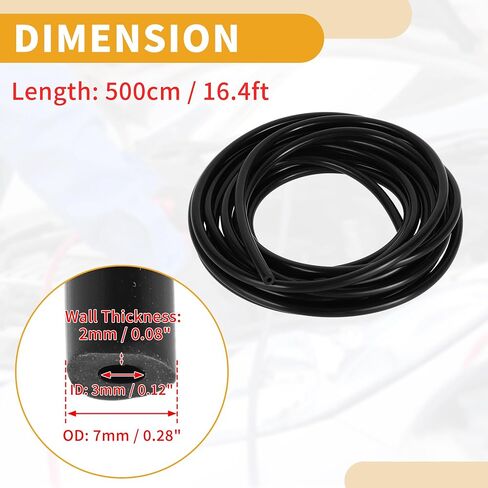 1pc 130ppsi max max silicone vacuum vacuum hose for Chevrolet for Buick for Lincoln Engine Automotive Line Silicone Black 16.4ft 1/8 " in Saudi Arabia