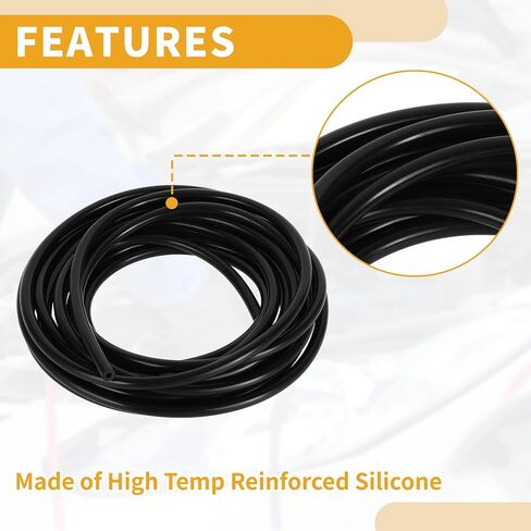1pc 130ppsi max max silicone vacuum vacuum hose for Chevrolet for Buick for Lincoln Engine Automotive Line Silicone Black 16.4ft 1/8 " in Saudi Arabia