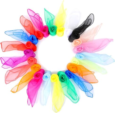 44 Pcs Dance Scarves, 12 Colors Juggling Scarf 24 x 24 inch Magic Tricks Music Movement Scarf Performance Props Accessories for Adult Children Kids in Saudi Arabia