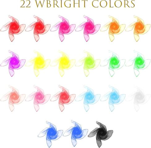 44 Pcs Dance Scarves, 12 Colors Juggling Scarf 24 x 24 inch Magic Tricks Music Movement Scarf Performance Props Accessories for Adult Children Kids in Saudi Arabia