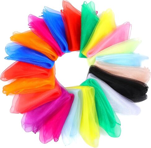 44 Pcs Dance Scarves, 12 Colors Juggling Scarf 24 x 24 inch Magic Tricks Music Movement Scarf Performance Props Accessories for Adult Children Kids in Saudi Arabia