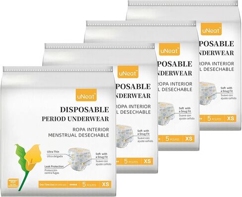 uNeat Unscented Disposable Period Underwear Overnight Comfort, Discreet and Leakproof for Period, Postpartum, and Incontinence (Size L/XL, 5 Count) in Saudi Arabia