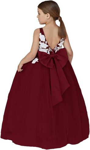 Lace Applique Tulle Flower Girl Dress for Wedding Bridesmaid First Communion Dresses Princess Pageant Party Gown in Saudi Arabia