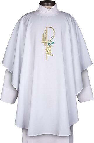 chasuble الإفخارستيا مع chi rho المطرز ، والعنب ، والقمح ، البوليستر 100 ٪ مع سرق المطابقة ، 46 بوصة in Saudi Arabia
