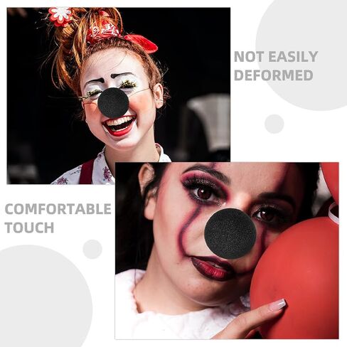 AmoSfun 20pcs أسود إسفنجي المهرج الأنف cosplay الدعائم لعرض حفلة هالوين عيد الميلاد in Saudi Arabia