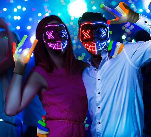 Sago Brothers Halloween Mask Skeleton Gloves Set, Light Up Scary LED Mask with Glow Gloves, Halloween Costumes for Boys Girls in Saudi Arabia