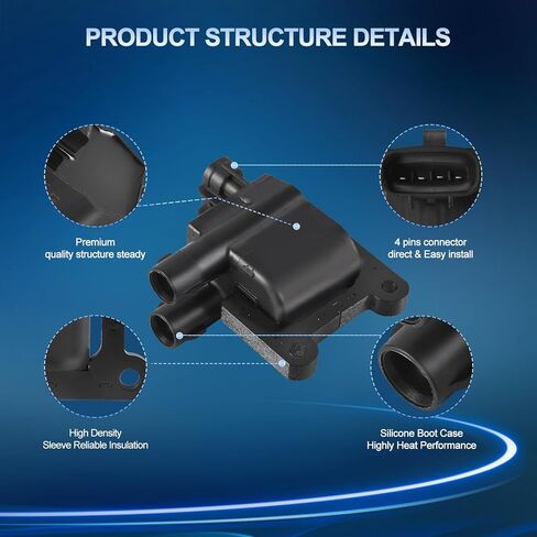 Ignition Coil Pack UF553 Replacement for Ford Lincoln Edge Flex F150 Explorer Fusion Mustang Taurus MKS MKX MKZ 3.5L 3.7L V6 Replaces# UF-595 5C1652 E1053 Set of 6 in Kuwait