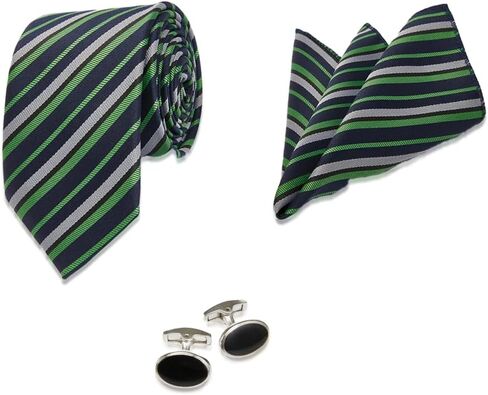 D'S DAMAT Plain Tie, Formal Ties for Men, Pocket square, For Wedding, Work, Cufflinks, Accessory set, Gift For Man in Saudi Arabia