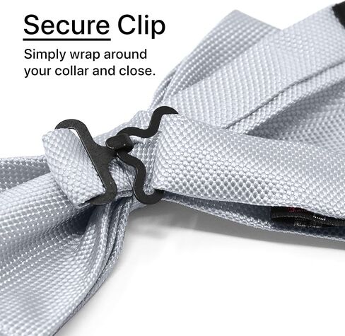 Mens Banded Bow Tie and Pocket Square Set | Solid Color | Pre Tied Classic Formal Bowties in Kuwait