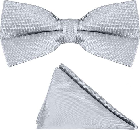 Mens Banded Bow Tie and Pocket Square Set | Solid Color | Pre Tied Classic Formal Bowties in Kuwait