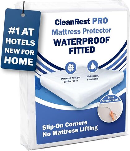 CleanRest Waterproof Mattress Fitted Sheet Protector, Ultimate Defense Against Spills and Wear, MicronOne Allergen Barrier, Breathable, Chemical-Free, Fits Mattress Depths 12" to 21" (California King) in Saudi Arabia