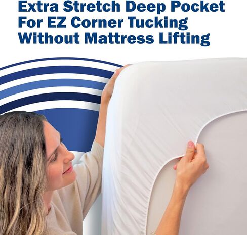 CleanRest Waterproof Mattress Fitted Sheet Protector, Ultimate Defense Against Spills and Wear, MicronOne Allergen Barrier, Breathable, Chemical-Free, Fits Mattress Depths 12" to 21" (California King) in Saudi Arabia