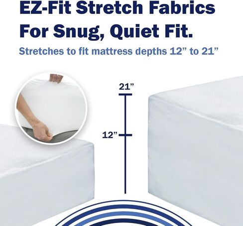 CleanRest Waterproof Mattress Fitted Sheet Protector, Ultimate Defense Against Spills and Wear, MicronOne Allergen Barrier, Breathable, Chemical-Free, Fits Mattress Depths 12" to 21" (California King) in Saudi Arabia