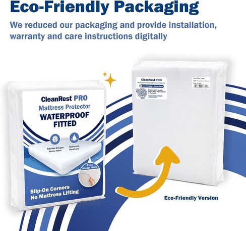 CleanRest Waterproof Mattress Fitted Sheet Protector, Ultimate Defense Against Spills and Wear, MicronOne Allergen Barrier, Breathable, Chemical-Free, Fits Mattress Depths 12" to 21" (California King) in Saudi Arabia