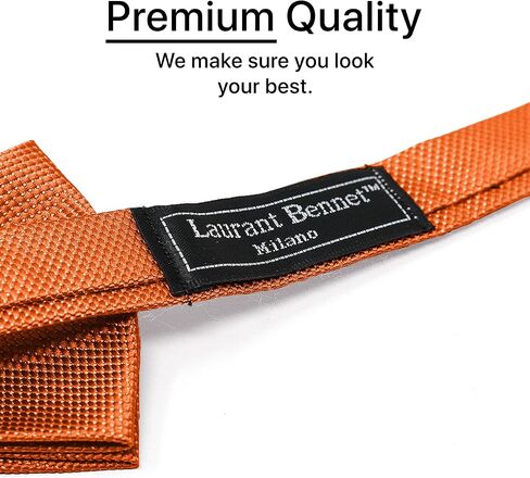 Mens Banded Bow Tie and Pocket Square Set | Solid Color | Pre Tied Classic Formal Bowties in Kuwait