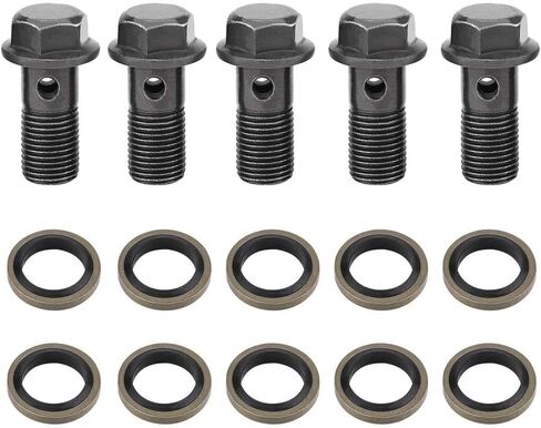 5 Pcs Brake Banjo Bolt, Motorcycle Banjo Bolts for Brake Caliper Master Cylinder & 10 Pcs Banjo Washers(M10×1mm) in Saudi Arabia