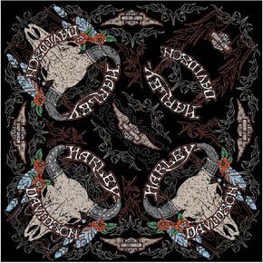 Harley -Davidson® Studded Steer Skull Ladies Bandana - Black ، BA20430 in Kuwait