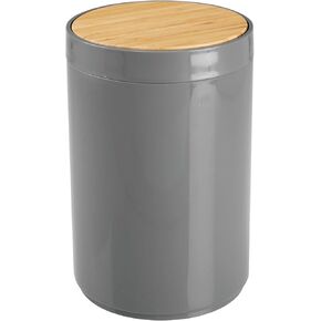 mDesign Plastic Round Trash Can Small Wastebasket - Garbage Bin Container with Swing-Close Lid - Bathroom Garbage Basket - Holds Waste, Recycling - 1.3 Gallon - Basa Collection - Cream/Beige/Natural in Saudi Arabia