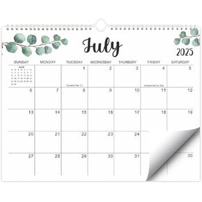 2025-2026 Wall Calendar, 18 Monthly Calendar from Jan. 2025 to Jun. 2026, 15" x 12" Hanging Colorful Calendar with Spiral Binding - Perfect for Planning in Kuwait