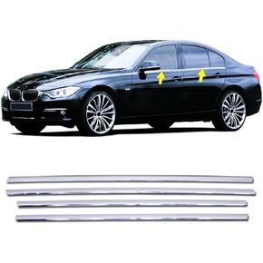غطاء مطاط النافذة Melexi Chrome Trim 4 PCS من الصلب متوافق مع BMW 3 Series F30 2011 إلى 2018 in Kuwait