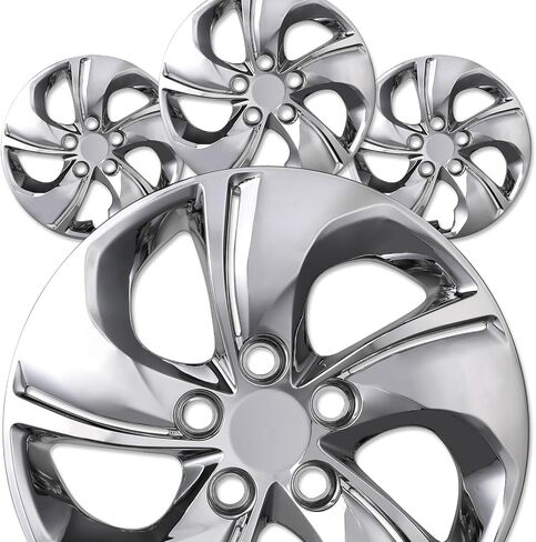 15" Chrome Finish Hubcaps for 2013-2015 Honda Civic Sedan, 2013 Honda Civic Coupe, Steel Wheels - Set of 4, Bolt-on Design Wheel Rim Covers, ABS&PC Material Hub Caps, 15-Inch Chrome Finish in Saudi Arabia