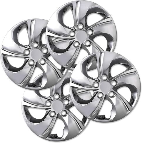 15" Chrome Finish Hubcaps for 2013-2015 Honda Civic Sedan, 2013 Honda Civic Coupe, Steel Wheels - Set of 4, Bolt-on Design Wheel Rim Covers, ABS&PC Material Hub Caps, 15-Inch Chrome Finish in Saudi Arabia