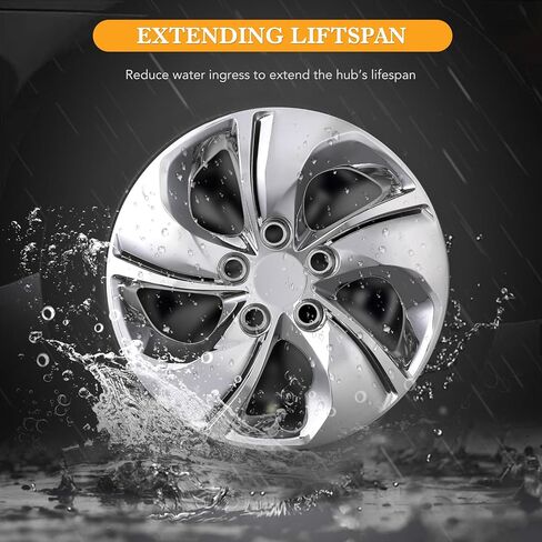 15" Chrome Finish Hubcaps for 2013-2015 Honda Civic Sedan, 2013 Honda Civic Coupe, Steel Wheels - Set of 4, Bolt-on Design Wheel Rim Covers, ABS&PC Material Hub Caps, 15-Inch Chrome Finish in Saudi Arabia