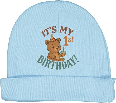 inktastic Cute Teddy Bear 1st Birthday Celebration Baby Beanie Hat in Saudi Arabia