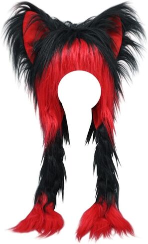Furry Cat Hat Beanie Plush Cute Kitty Hat Fluffy Animal Warm Hat Cap for Anime Cosplay Fancy Party in Kuwait