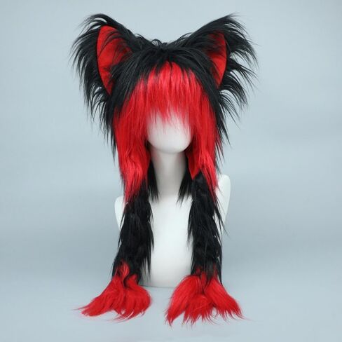 Furry Cat Hat Beanie Plush Cute Kitty Hat Fluffy Animal Warm Hat Cap for Anime Cosplay Fancy Party in Kuwait