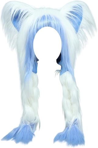 Furry Cat Hat Beanie Plush Cute Kitty Hat Fluffy Animal Warm Hat Cap for Anime Cosplay Fancy Party in Kuwait