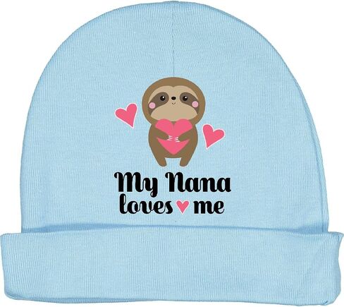 inktastic My Nana Loves Me Grandkids Sloth Baby Beanie Hat in Saudi Arabia