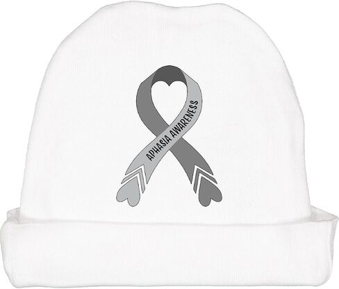 inktastic Aphasia Awareness Gray Ribbons with Hearts Baby Beanie Hat in Saudi Arabia