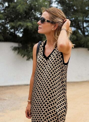 miduo Womens Casual Summer V Neck Sleeveless Floral Printed Beach Split Maxi Dress Sundress in Saudi Arabia