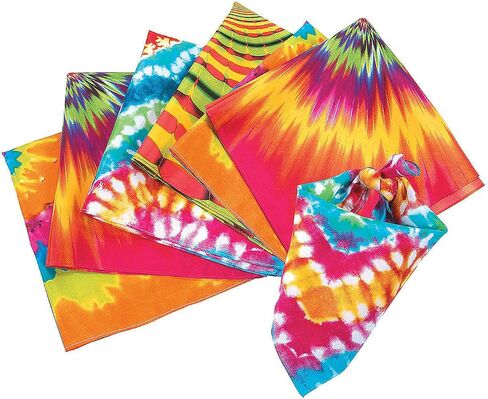 Fun Express Tie dye Psychedelic Bandanas (set of 12) 70's Hippie Party Apparel in Saudi Arabia