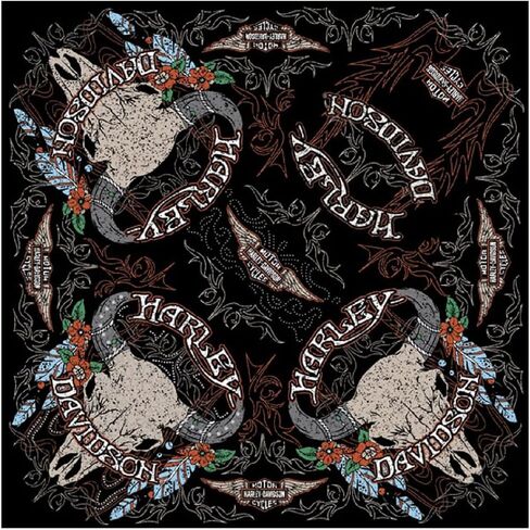Harley-Davidson® Studded Steer Skull Ladies Bandana - Black, BA20430 in Saudi Arabia