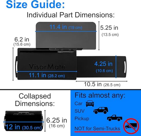 isbormate by Drivenvision - Sun Visor Extender للسيارة ، تمديد استقطاب Auto Sun Visor مع لوحة جانبية ، موسع سيارة للسيارة لسيارة سائق ، سيارات الدفع الرباعي ، حظر التوهج القصيرة وتوهج الشمس in Saudi Arabia