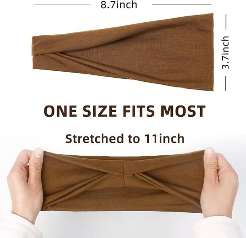 Huachi Boho Headbands for Women Wide Head Bands Yoga Workout Hair Bands for Women's Hair Non Slip Summer Womens Headbands Hair Accessories 6 Pack in Kuwait