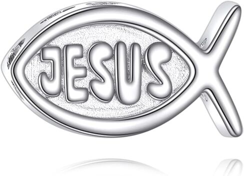 Jesus Religious Fish Charms Bead 925 Sterling Silver Religious Charms Jewelry Gifts for Women in Saudi Arabia