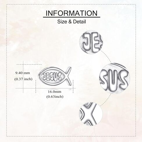 Jesus Religious Fish Charms Bead 925 Sterling Silver Religious Charms Jewelry Gifts for Women in Saudi Arabia