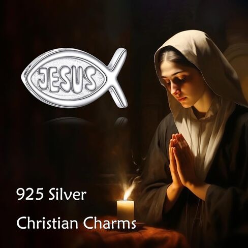 Jesus Religious Fish Charms Bead 925 Sterling Silver Religious Charms Jewelry Gifts for Women in Saudi Arabia