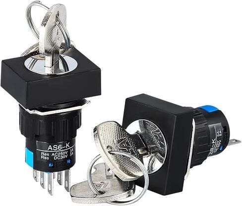 1pcs Key Knob Button Switch LA16Y-11Y/2 22Y, Second and Third Gear Start Stop Opening 16mm(3 Gear 6PIN) in Saudi Arabia