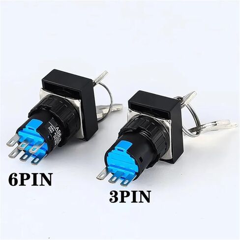 1pcs Key Knob Button Switch LA16Y-11Y/2 22Y, Second and Third Gear Start Stop Opening 16mm(3 Gear 6PIN) in Saudi Arabia