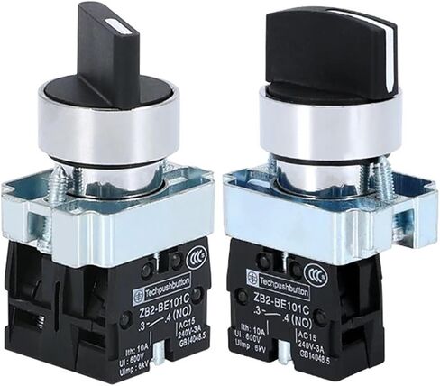 1Pcs 22mm XB2-BD21 BD23 BD25 BD33 BD45 BD53 1NO/2NO/1NO1NC 2/3 Position Self Locking/Self Resetting Selector Knob Switch(XB2-BD35) in Saudi Arabia