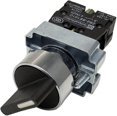 1Pcs 22mm XB2-BD21 BD23 BD25 BD33 BD45 BD53 1NO/2NO/1NO1NC 2/3 Position Self Locking/Self Resetting Selector Knob Switch(XB2-BD35) in Saudi Arabia