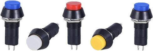 6 PCS,Momentary/Locking,PBS-11A/B,2 Pin,Mini Round Push Button Switch,Electrical Equipment,12MM Panel Hole,3A 250VAC/1A 125VAC(Green,SELF Reset_6 PCS) in Saudi Arabia