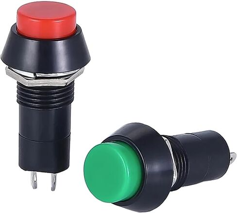 6 PCS,Momentary/Locking,PBS-11A/B,2 Pin,Mini Round Push Button Switch,Electrical Equipment,12MM Panel Hole,3A 250VAC/1A 125VAC(Green,SELF Reset_6 PCS) in Saudi Arabia