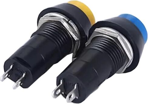 6 PCS,Momentary/Locking,PBS-11A/B,2 Pin,Mini Round Push Button Switch,Electrical Equipment,12MM Panel Hole,3A 250VAC/1A 125VAC(Green,SELF Reset_6 PCS) in Saudi Arabia